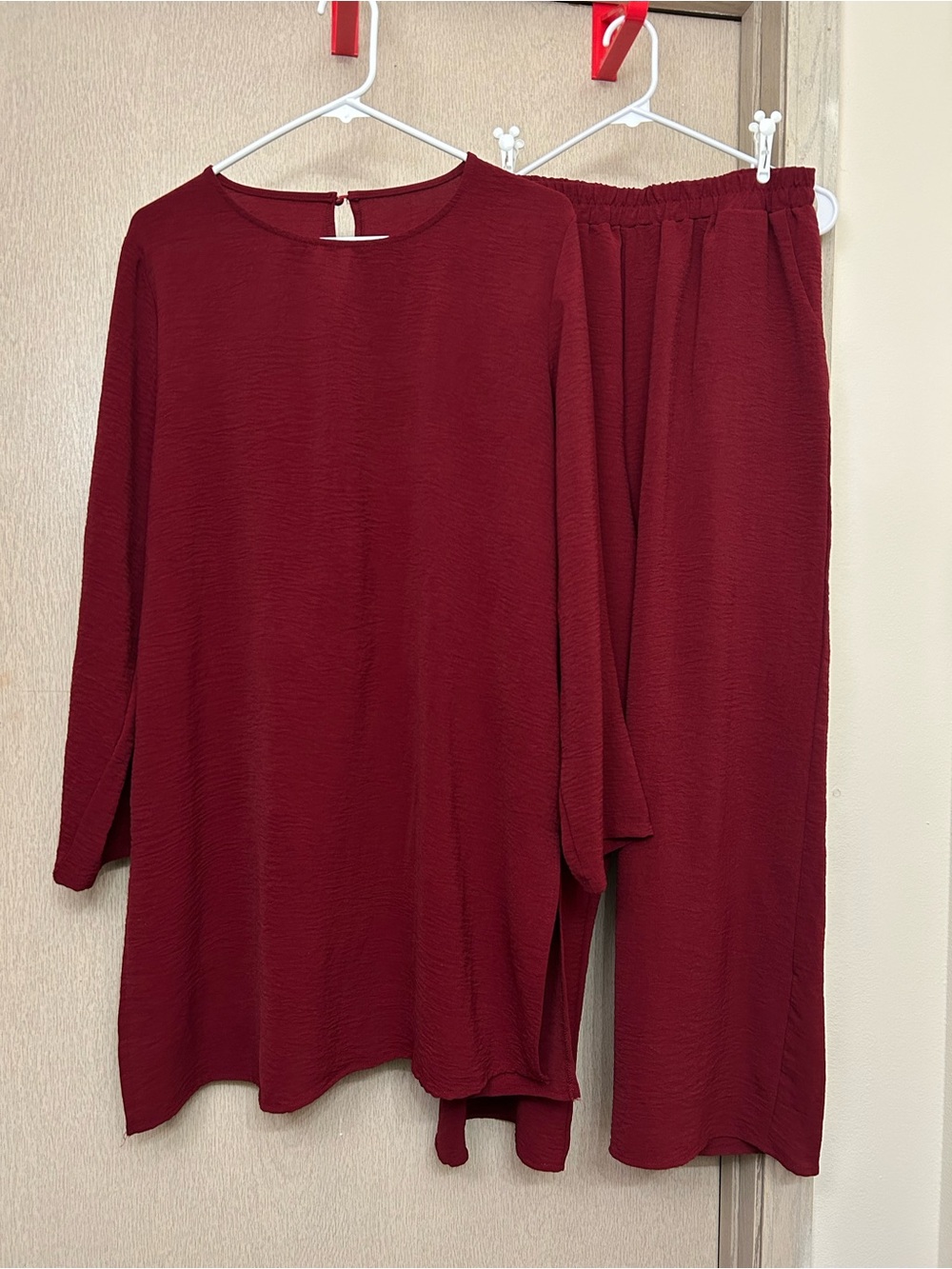 SHEIN - Maroon Matching Tunic Top and Bottom Set - Size XL
